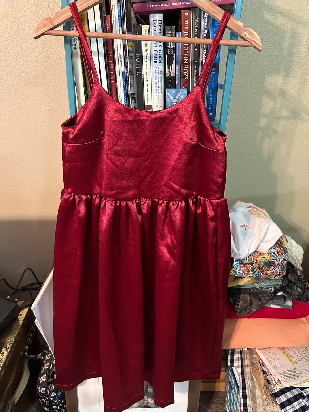 Handmade Sleeveless Red Party Dress in Crimson Crepe Back Satin Poly